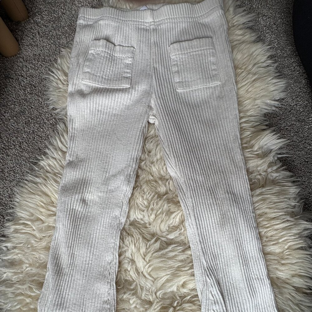 Girls Flared Cream Leggings